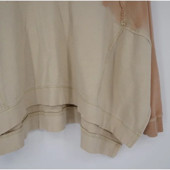 Free People Ombre Dip Dye V-Neck Sweatshirt Peach Cream XS Cotton Pullover - Picture 6 of 12